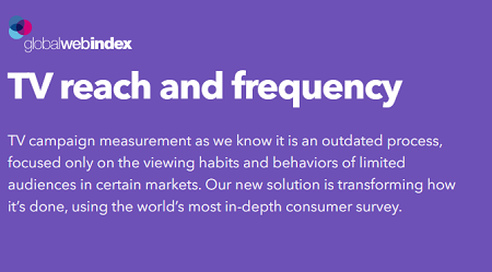 GlobalWebIndex launches TV reach and frequency tool