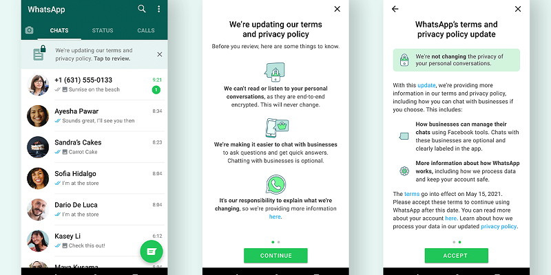 WhatsApp to cut off messages for all who reject new data terms